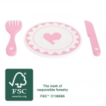 Small foot set of plates with heart cutlery