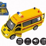 Ambulance – metal-plastic toy car with lights and sounds, 15 cm, pull-back drive