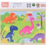VIGA wooden dinosaur puzzle, 16 pieces