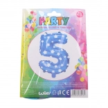 Inflatable balloon number 5 blue with little stars