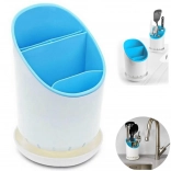 Organizer für Küchenutensilien mit Abtropfgestell blau