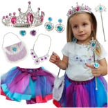Kids' Princess Costume with Crown, Wand and Purse – 9-piece Set