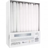 White taper candles, set of 40 pcs