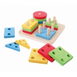 Bigjigs Baby puzzle d’emboîtement en bois et empilage de formes colorées sur chevilles