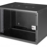 Wandnetzschrank 19" 7U DIGITUS SOHO PRO, 370 × 540 × 400 mm, Glastür, schwarz