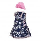 Outfit for 44 cm doll – floral dress and pink hat PETITCOLLIN