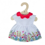 Bigjigs Toys white floral dress with red collar for 38 cm doll