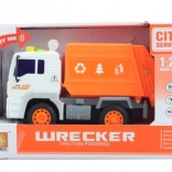 Battery-powered garbage truck with lights and sounds