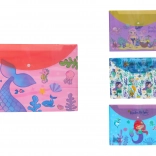 Snap-button folder with mermaid motif 36 × 26 cm