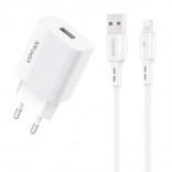 Netzteil Vipfan 1x USB 2,4A und Lightning-Kabel weiß