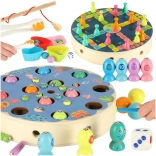 Montessori game for children: fish and caterpillars – magnetic fishing and sorting