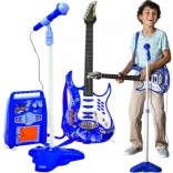 Kids' electric guitar with microphone and amplifier – blue set