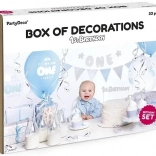 Set verjaardagsdecoraties voor de 1e verjaardag – blauw‑zilver