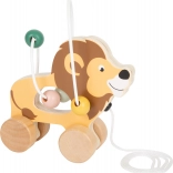 SMALL FOOT pull-along wooden lion with bead maze