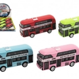 Double-decker metal bus with pull-back action