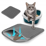 Tapis de litière pour chat à deux couches gris PETSI