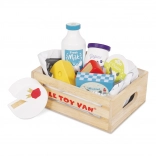Wooden Crate with Dairy Products for Children