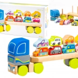 Wooden truck with cars - puzzle 12 pieces