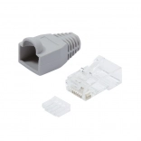 RJ45 CAT.6 Connectors with protection, grey, pack of 100 pcs