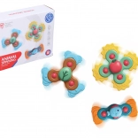 Baby teethers with silicone suction cup, set of 3