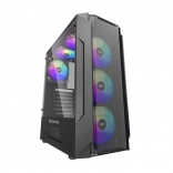 PC-Gehäuse Darkflash LEO schwarz mit Glaspanel und RGB-Beleuchtung