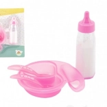 Puppenset mit Fläschchen und Geschirr