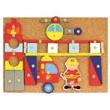 Bino jeu avec petit marteau pompiers – set de construction créatif en liège