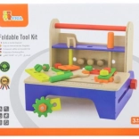 Houten schroefset met gereedschap en opklapbare werkbank