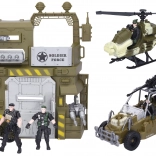 Military set with car and helicopter
