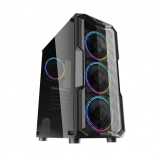 PC-Gehäuse Darkflash Aquarius Acrylic schwarz, Midi-Tower mit gehärtetem Glas