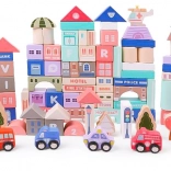 Wooden Educational Blocks City with Base 115 pcs ECOTOYS