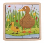 BIGJIGS TOYS Wooden Framed Puzzle – Duck with Duckling – 16 Pieces