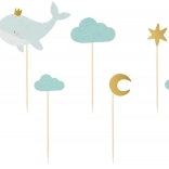 Cupcake toppers – whale, set of 7 pcs