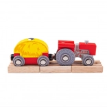 Bigjigs Rail red tractor with trailer
