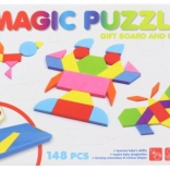 Magnetic foam tangrams in a plastic case