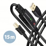 USB 2.0 A-M naar B-M Actieve Kabel Repeater 15m