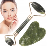Rouleau de massage en jade et set gua sha pour le visage