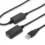 Aktives USB-2.0-Verlängerungskabel, USB‑A Stecker auf USB‑A Buchse, 20 m, schwarz