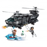 Qman Police Battle Force Secret Mission Eagle – police helicopter with scooter and minifigures