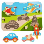 Wooden Insert Puzzle Vehicles, 6 Pieces LUCY & LEO