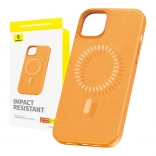 Magnetische Hülle BASEUS Fauxther für iPhone 15 Plus (Orange)