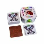 Pexeso für Kinder Tiere in einer Blechdose