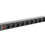 Rack-PDU-Leiste 19" 1U 16A, 9 FR-Steckdosen, 230 V, 3 m Kabel, schwarz