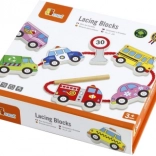 Viga Wooden Lacing Vehicles Set Montessori