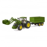 Tractor John Deere 7R with Front Loader and Trailer