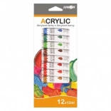 Peintures acryliques 12×12 ml en boîte