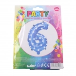 Blue inflatable number 6 balloon with stars 78 × 50 cm