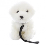 Plush Maltese Dog with Leash 28 cm