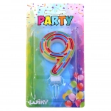 Party cake candle number 9 – dashes