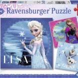Ravensburger Puzzle Frozen: Elsa, Anna and Olaf 3×49 Pieces